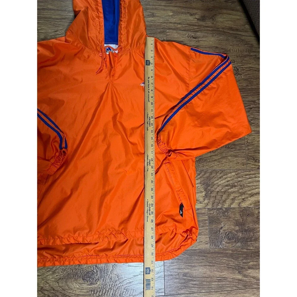 Men's Vintage 90's Adidas Orange Blue Hooded Pullover Windbreaker Jacket Sz XL